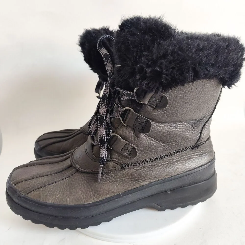 Sperry Winter Boots Olive‎ Green Leather Rubber Size 9 Insulated Maritime Fur